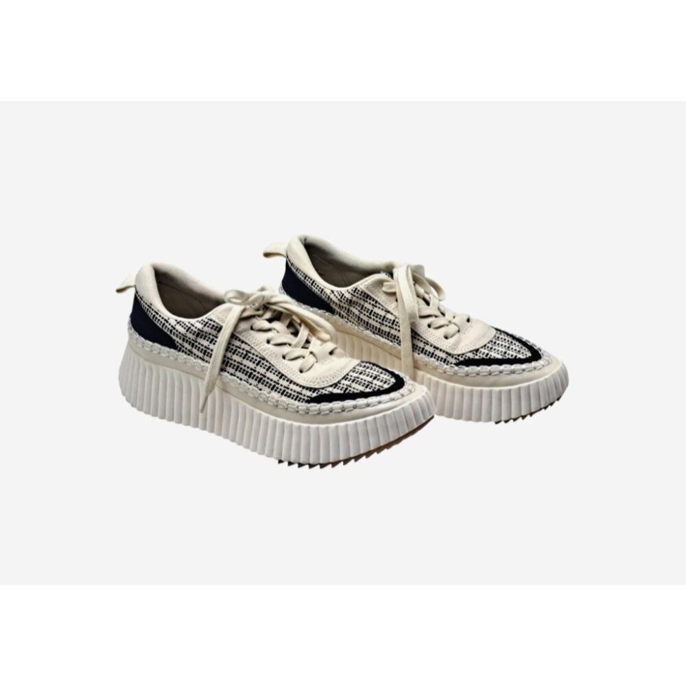 Dolce Vita Womens 6.5 Sneakers Ivory Black Daran Platform Wedge Knit Fabric Shoe - Picture 6 of 7